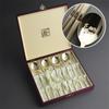 Maehwasu Gold Korean Titanium Coated Sujeo Cutlery Set | STS304 Stainless Steel Spoon & Chopsticks for 4 | Silk Case
