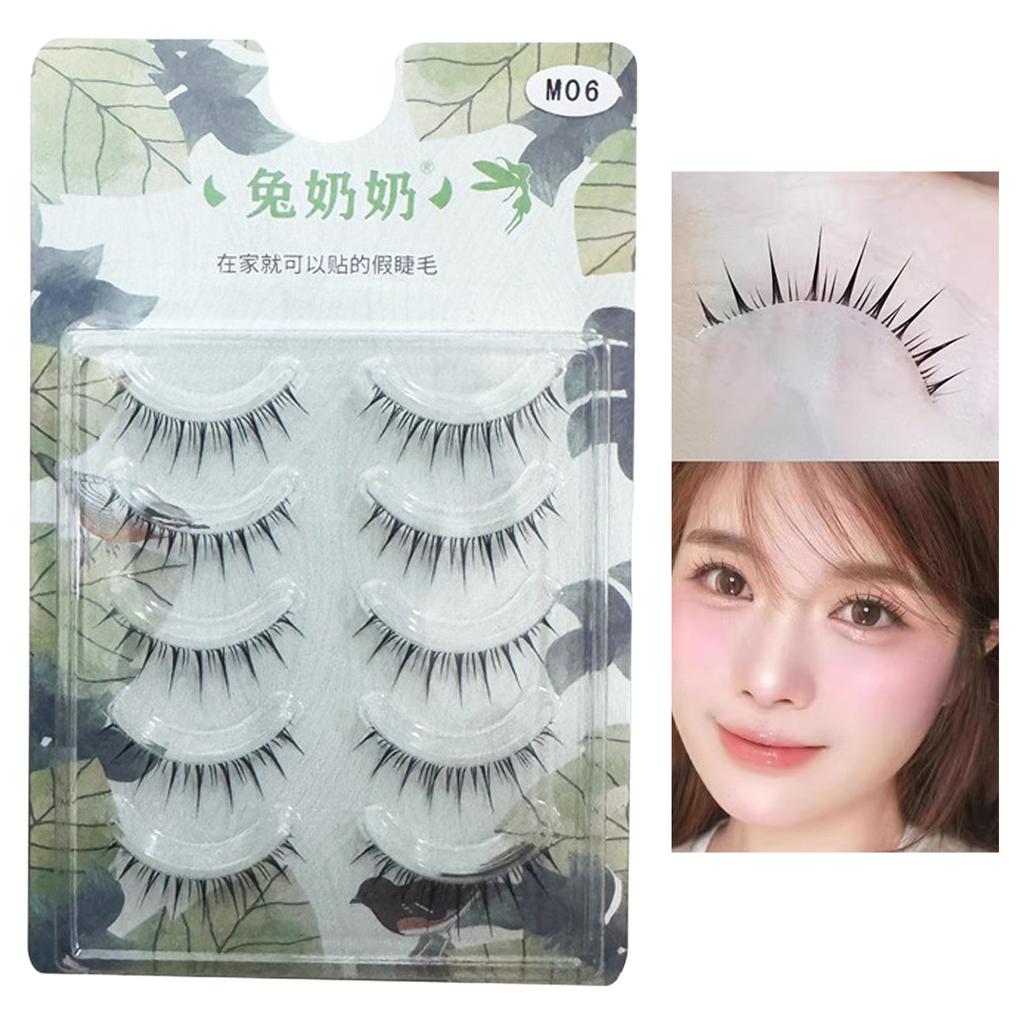 5pair Sectional False Eyelashes Natural Soft Fiber Lashes for Daily and Stage Makeup