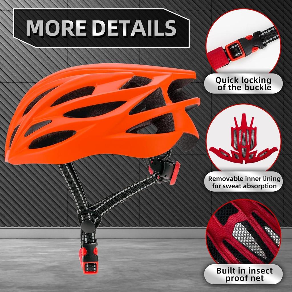 Adjustable Adult Bicycle Helmet, Removable Lining Lightweight MTB Road Bike Helmet for Men Women
