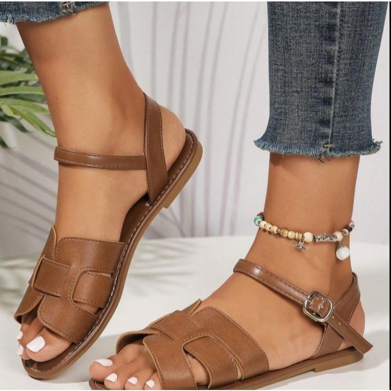 Fashion 2025 Open Toe Women's Sandals Summer Beach Sandals  Elastic Band Flat with Plus Size Shoes Female