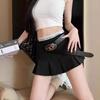 Women's Summer Faux Two-Piece Patchwork High-Waisted Striped Pencil Skirt Stylish Slimming Casual All-match Versatile Pleated Skirt
