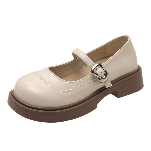 Black small leather shoes women's soft sole 2025 spring and summer new comfortable fairy with skirt one-word buckle Mary Jane single shoes