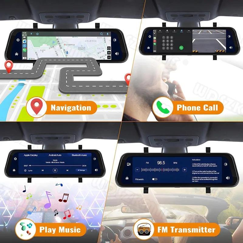 10 Inch Car Dvr Wireless Carplay Android Auto Multimedia 4K Dashcam Car radio For Retractable Touch Screen Car Accessories