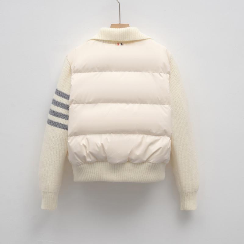 90 down new national standard duck down new knitted splicing striped light down jacket short coat women