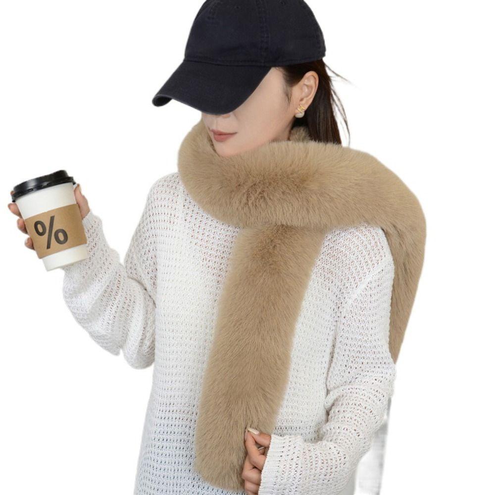 Solid Color Winter Fluffy Scarf Thick Long Strip Scarf Ladies Neck Warmer Scarves Outdoor Warm
