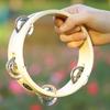 6 Inch Tambourine Handbell Metal Bell Wooden Rattle Ball Percussion Hand Bell Party Game Baby Toy Musical Instrument Kids Gift