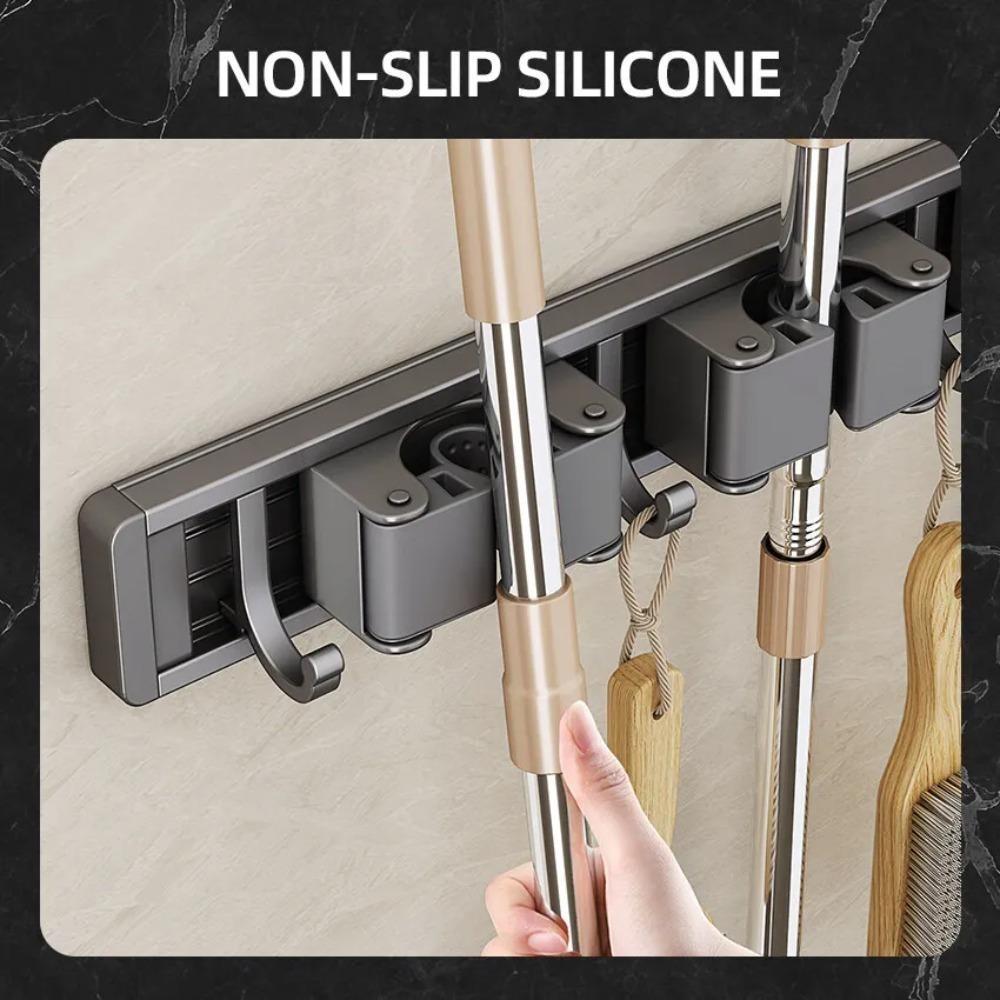 Mopp-Besenhalter Haken Badezimmer-Tools Lagerregal Clip Haken Organisatoren Kleiderbügel Slots Mops Halter