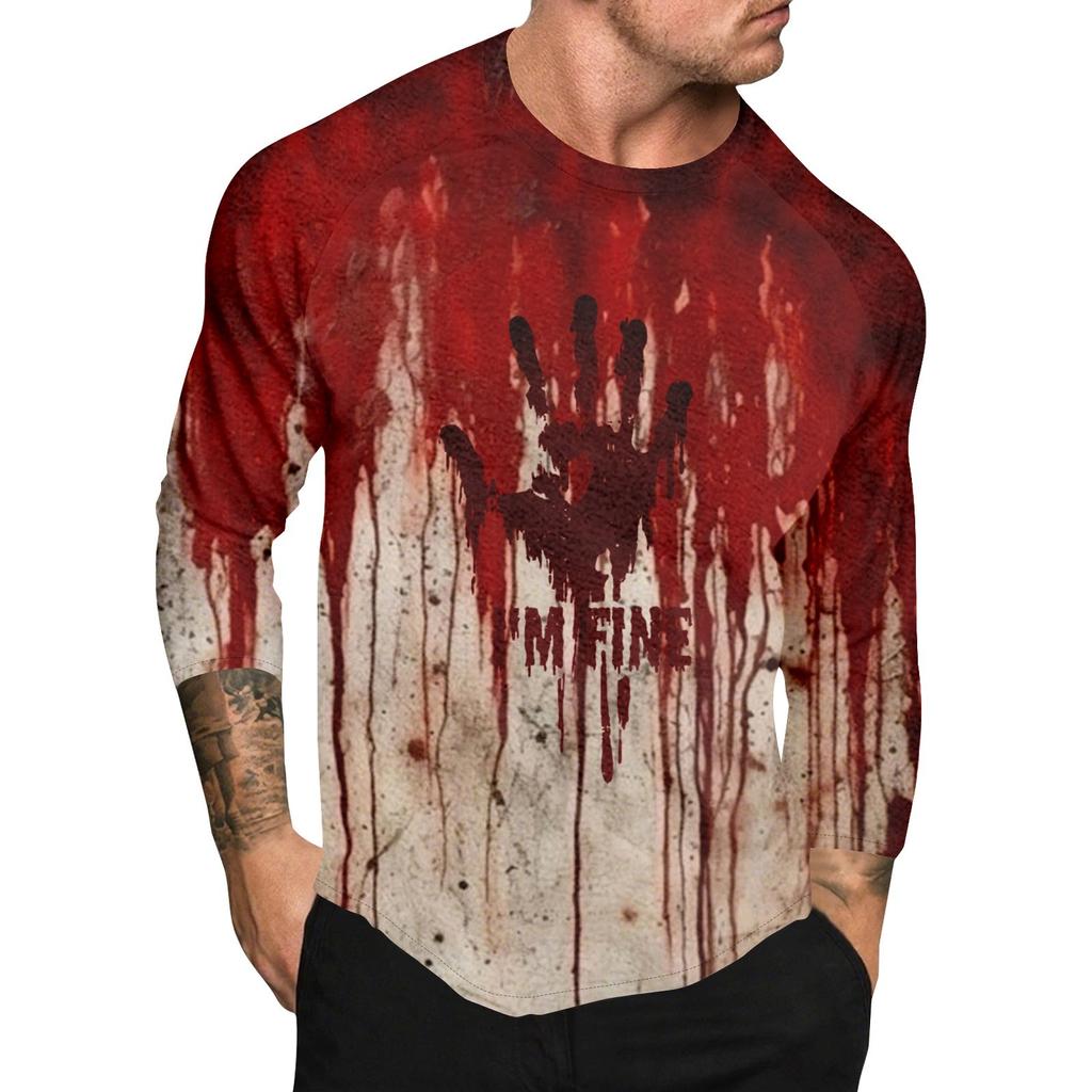 Halloween Print Raglan Sleeve Men's Long Sleeve Top