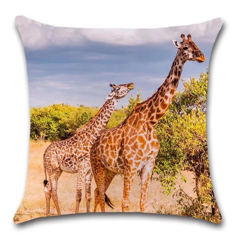 Cushion Cover for Home Decoration, Animal, Giraffe, Big Cat, Zebra, for Sofa, Chair, Car Seat, Friend, Bedroom, Gift
