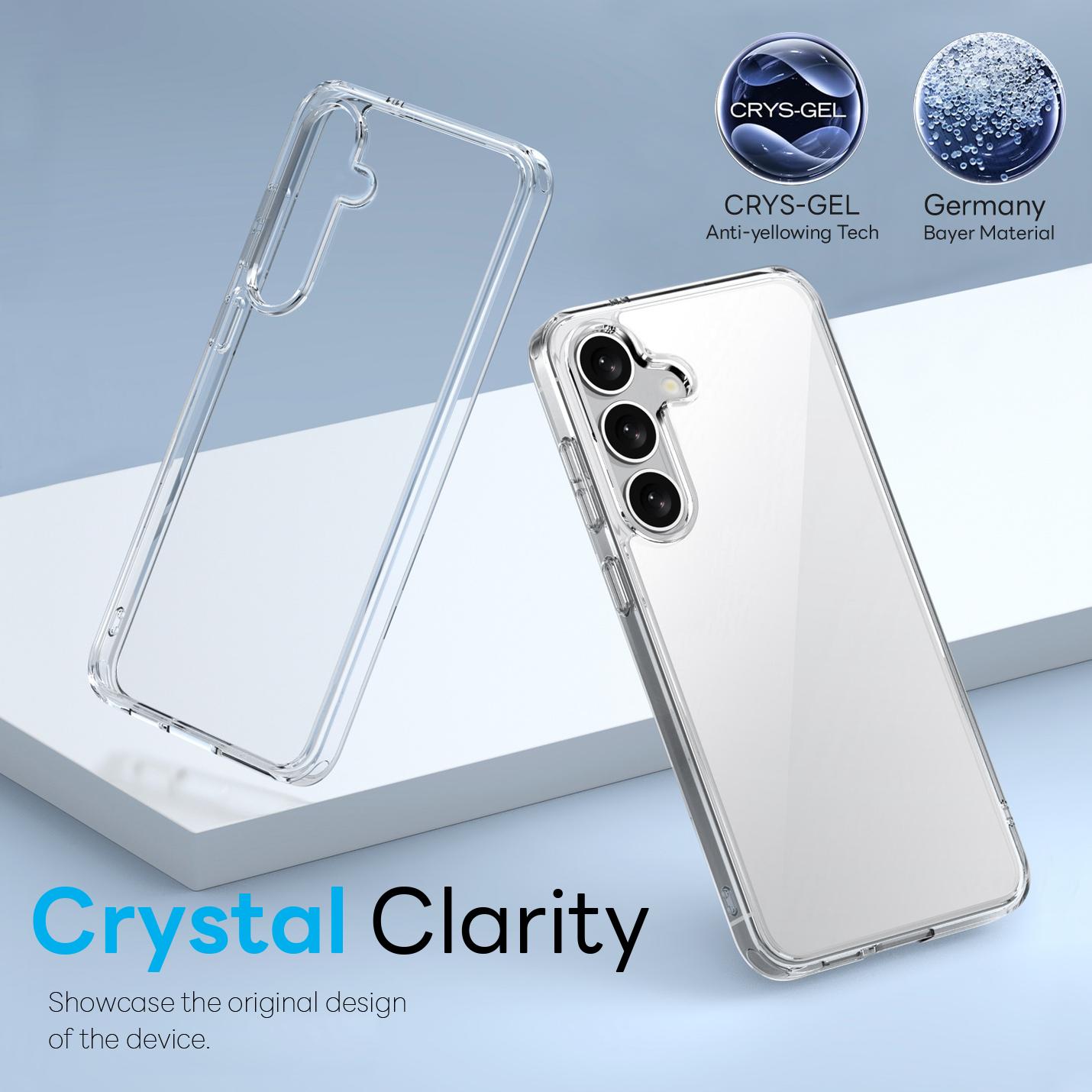 

NORTHJO For Samsung Galaxy S25+ Case PC+TPU Phone Cover Set with Front Screen Protector+Lens Film Transparent