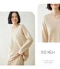 Women's V-Neck Cashmere Bodycon Knit Sweater, Solid Color, Medium-Length, Long Sleeve, Casual Loose Pullover.