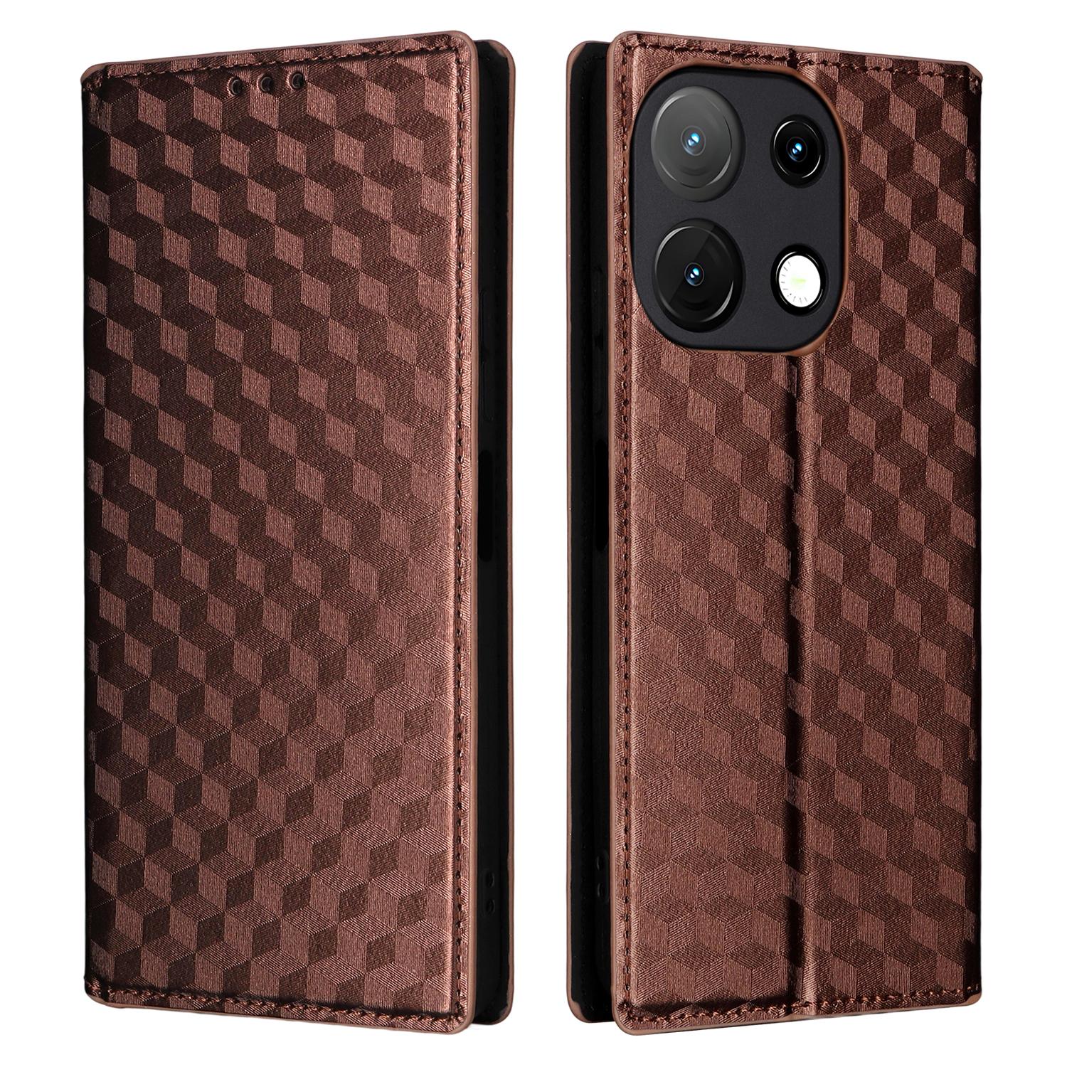 

Leather Case For Umidigi Note 100A/Note 100 5G/Note 100 Wallet Rhombus Imprinted Phone Cover Brown