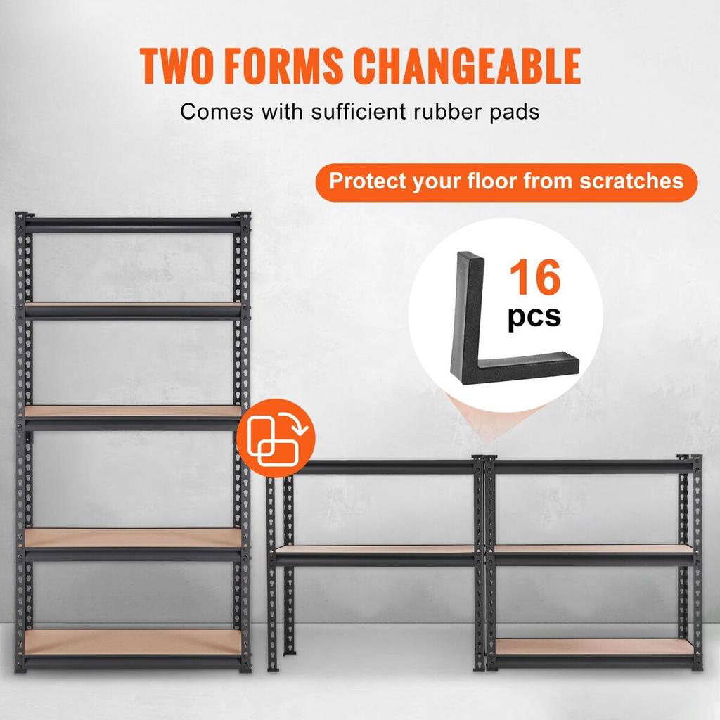 Storage Shelving Unit, 5-Tier Adjustable, 2000 Lbs Capacity, Heavy Duty Garage Shelves Metal Organizer Utility Rack, Black, 30" L X 12" W X 60" H for