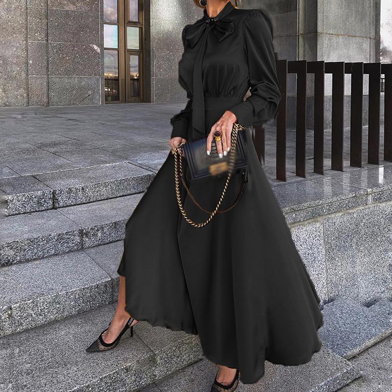 

Fashion Women s S-3XL Long Temperament Dress Long Skirt Sleeve Versatile