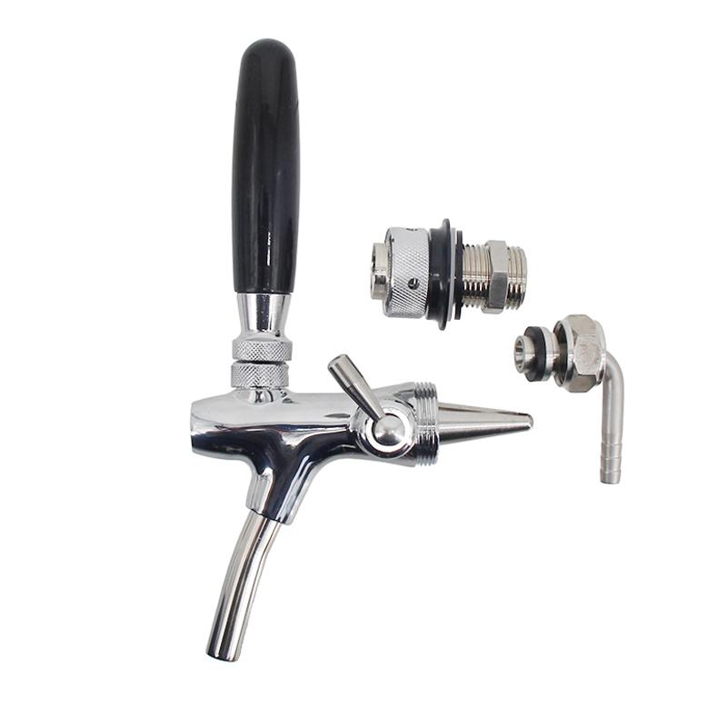 Standard European Beer Flow Control Faucet with 50mm Shank & 8mm Elbow Tailpiece G5/8" Adjustable Beer Tap Homebrew Kegging Bar