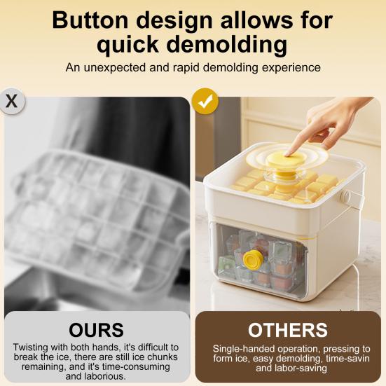Ice Cube Mold with Lids And Container Press-to-release Ice Tray Double Layer