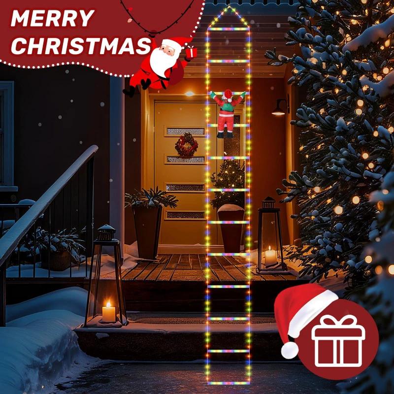 USB 8 Modes LED Lamp Christmas Decoration 3M Santa Claus Climbing Ladder String Lights for Garden Cristmas Tree New Year Gift