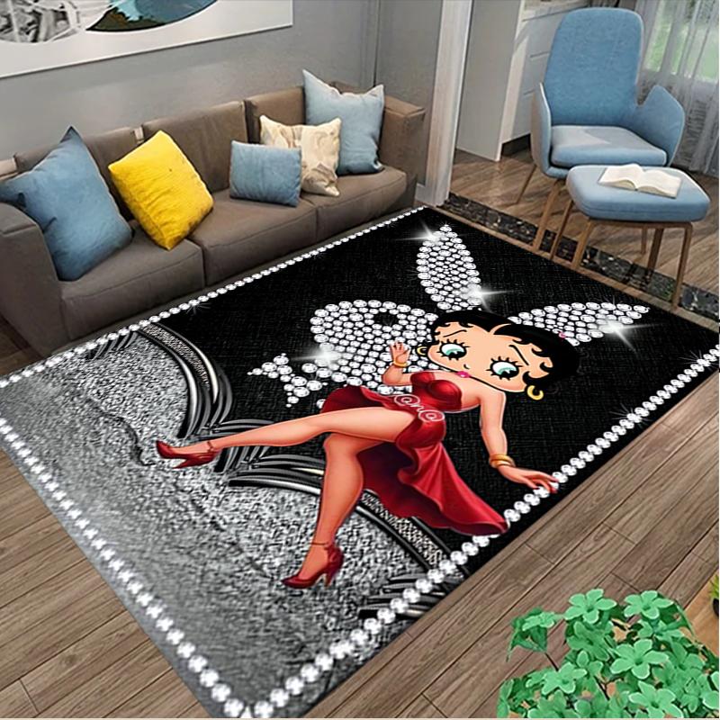 1pc Office Printed Area Carpet, Betty Boop Rug, Home Sofa Chair Mat For Christmas and Halloween Décor