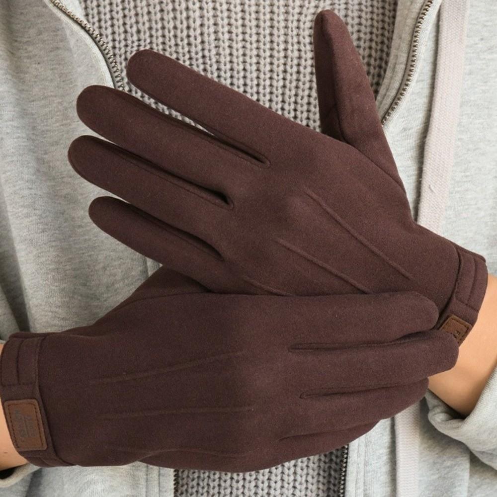 Touch Screen Keep Warm Gloves Solid Color Winter Mittens Thickened Thermal Gloves Man