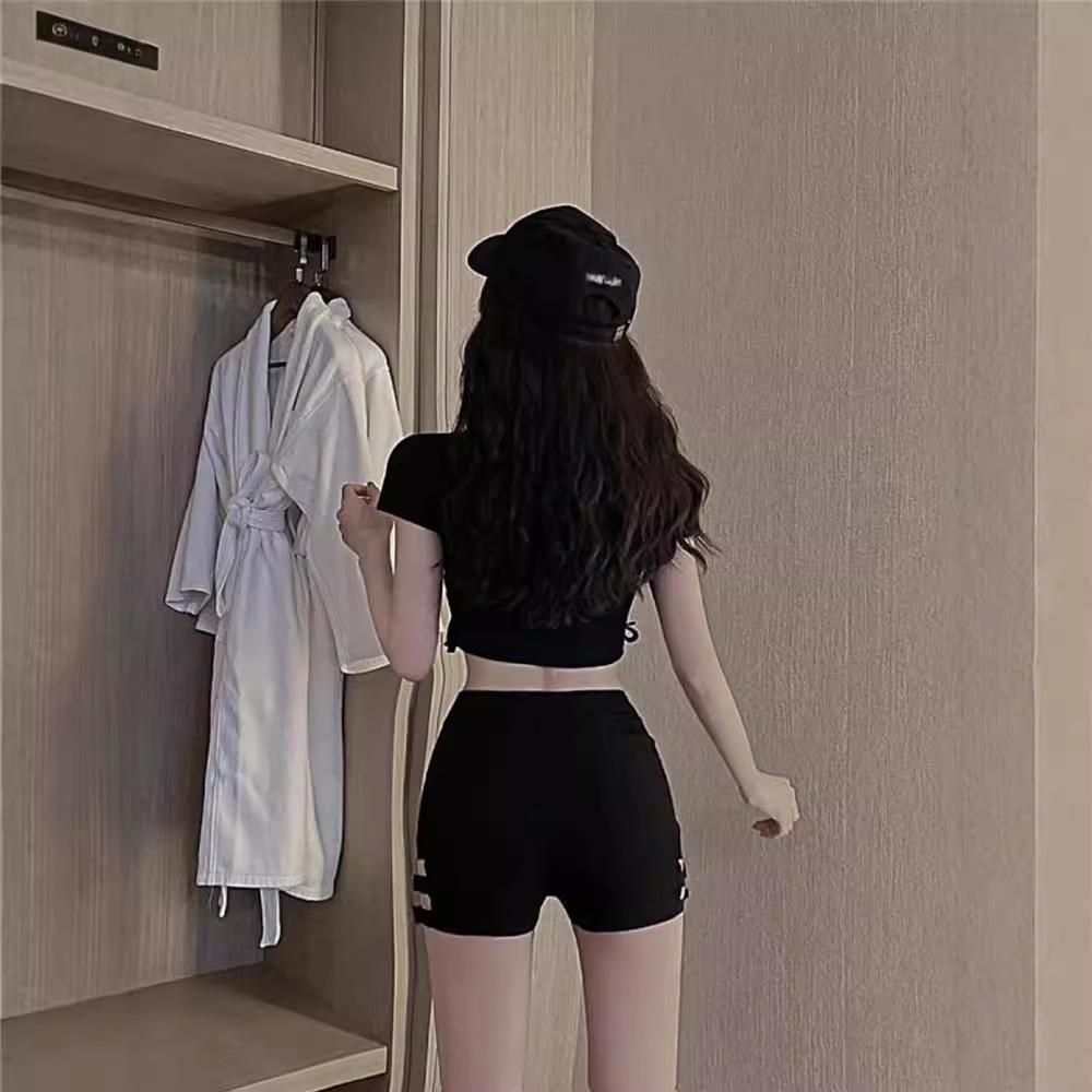 2024 Jarní Trendy Černé Šortky s Vysokým Pasem na Jazz a Pole Dance