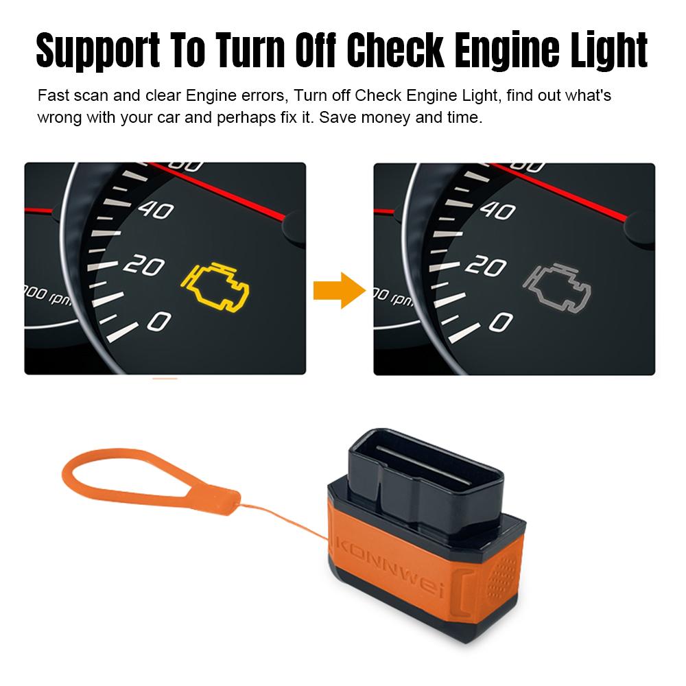 KONNWEI KW906 BT 5.0 Wireless OBDII Car Auto Diagnostic Scan Tools Car Detector Tester Scanner for IOS Android System,