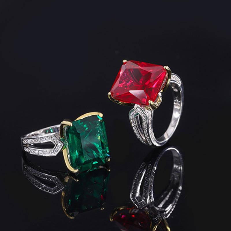 Gica Gema Bague de fiançailles en argent Sterling 925, 12x14mm, pierres précieuses en Zircons, pierre de naissance, bijoux fins pour mariage