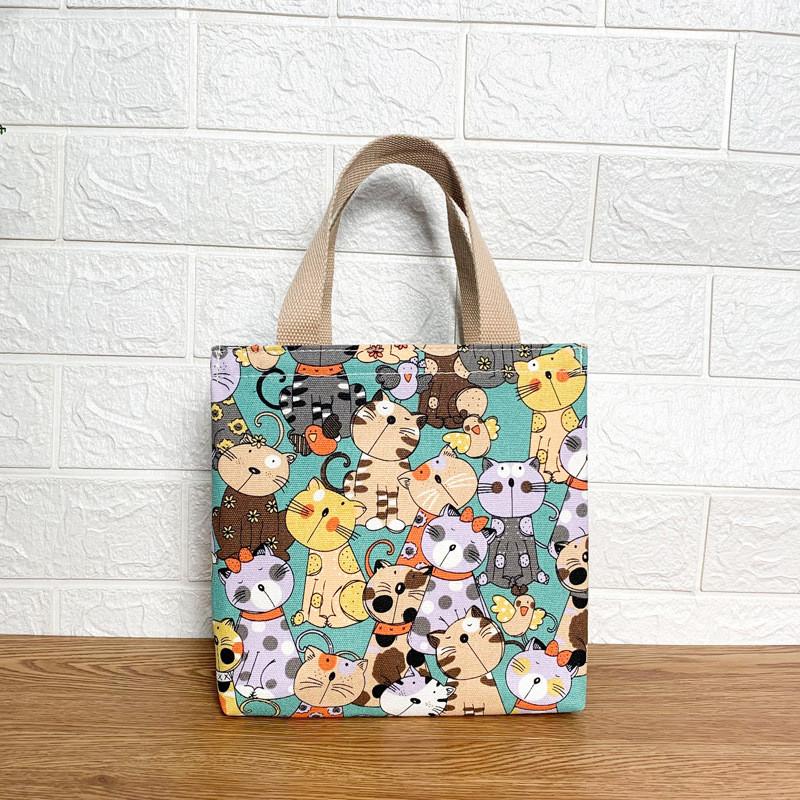 Canvas Style Insulated Lunch Bag With Handle For Students And Moms