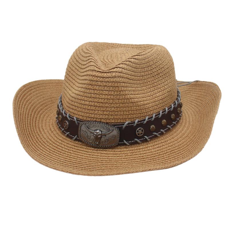 Cross-Border Outdoor Beach Sunshade And Sunscreen Jazz Hat, New Cow Head Belt Accessories, Tibetan Tibetan Western Cowboy Top Hat