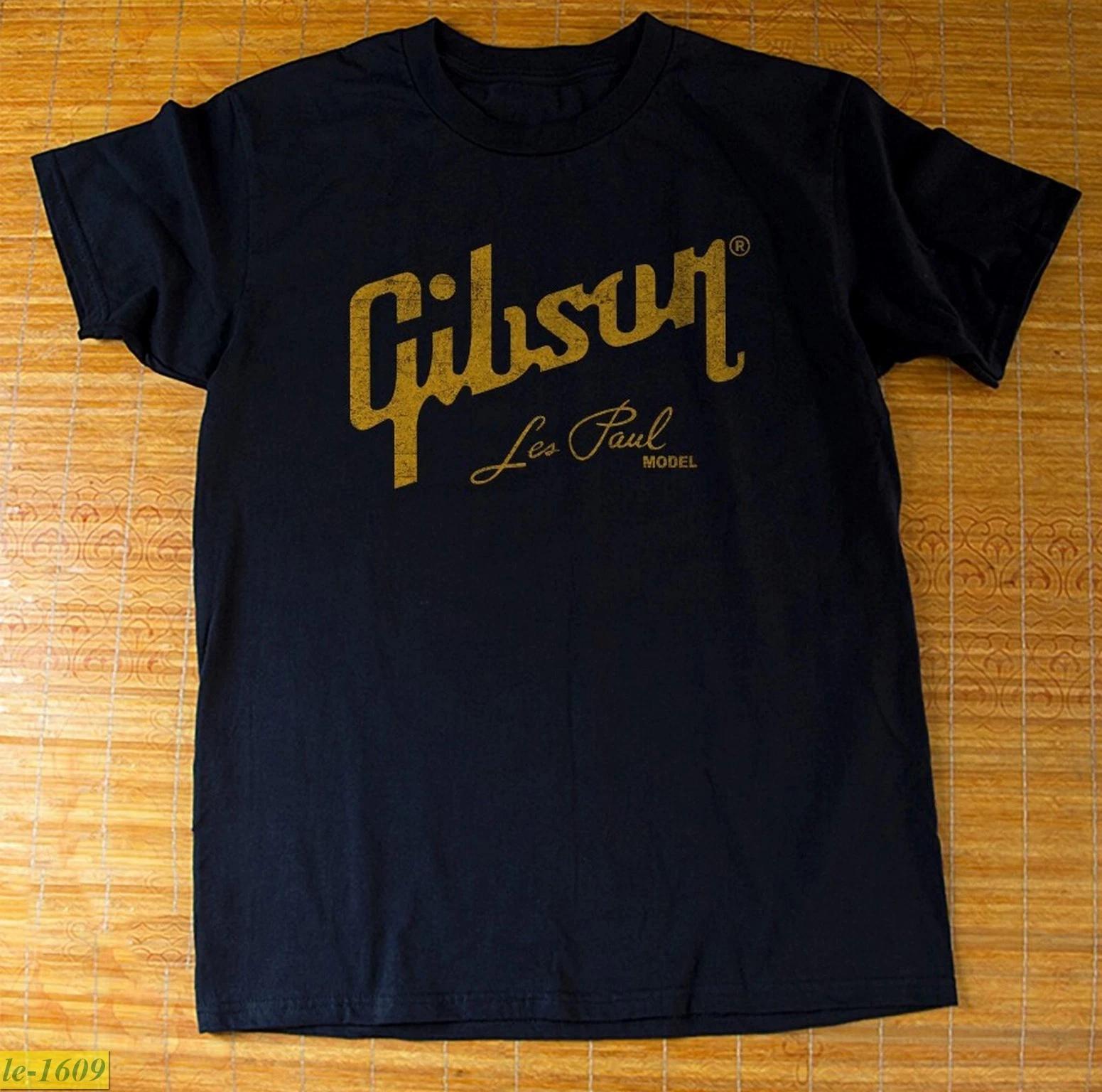 Hot! Gibson Les Paul Model Logo Heavy Cotton Black Unisex T-shirt S-5XL 4XL