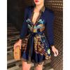 Women Printed Long Sleeve Dress Casual Bandage Mini A-line Dresses Sexy Party Feminias Vestidos Women Clothes