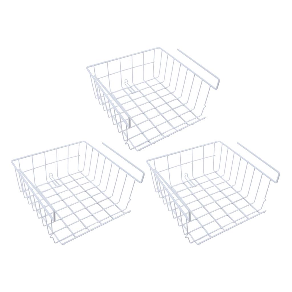 3pcs Under Shelf Storage Basket Iron Space Saving Multifunctional Hanging Under Cabinet Organizer
