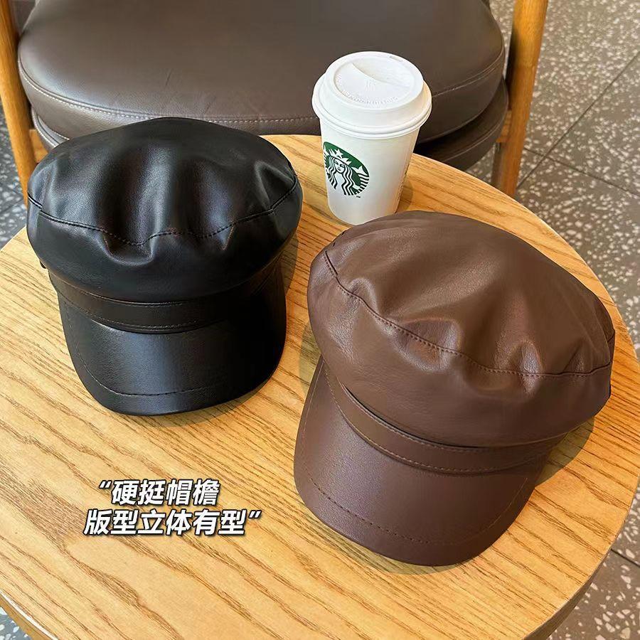 Black octagonal hat British retro autumn and winter duck cap women's casual and versatile Japanese newsboy hat trend