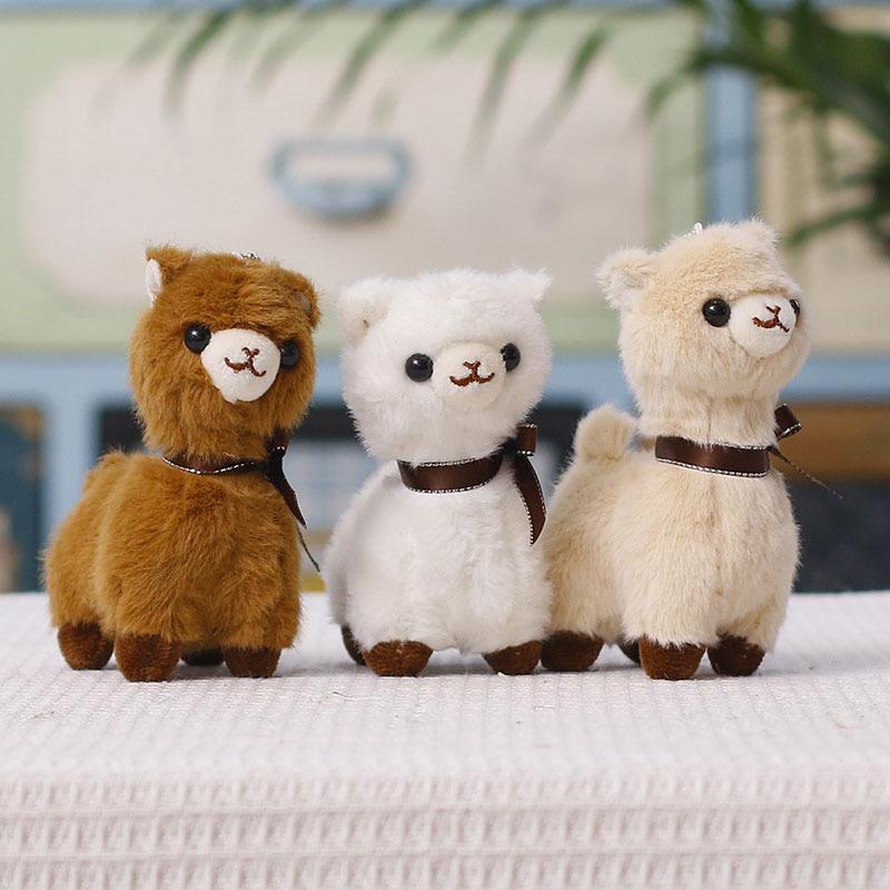 Portachiavi Alpaca Peluche Mini Carino Tessuto Morbido e Soffice Delicato Fiocco per Decorazione Zaino Regali per Bambini Souvenir per Feste
