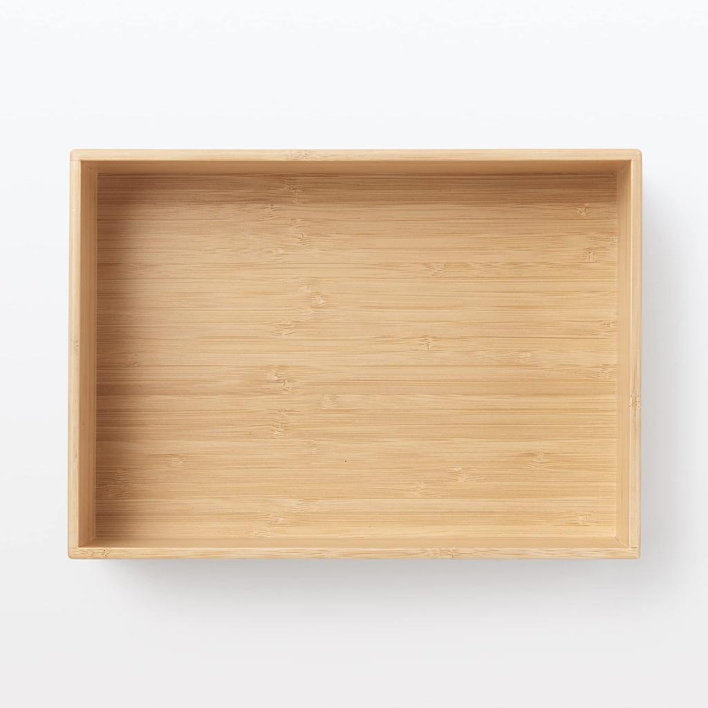 MUJI Stackable Bamboo Rectangular Storage 26cm W X D X Product Number Suitable for Clothing Storage Box, Half, Small, 18.5cm 8.5cm H, 12047261,