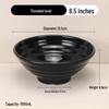ZISIZ Melamine Threaded Black Noodle Bowl Set