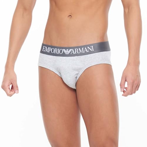 Emporio Armani Iconic Logo Band Hip Briefs, Men's Underwear, EU Size, Gift, 54047296 (54047296-4-94), 94. Medium Gray