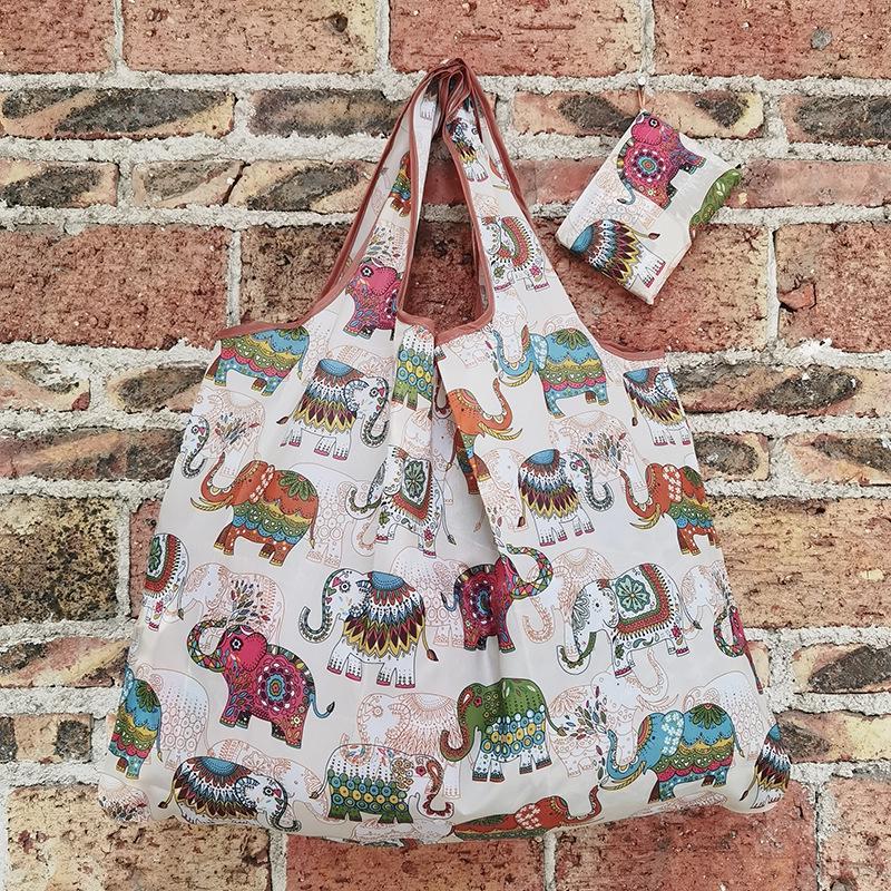 Large Eco-Friendly Foldable Cartoon Shopping Bag - Waterproof Nylon for Groceries and Travel