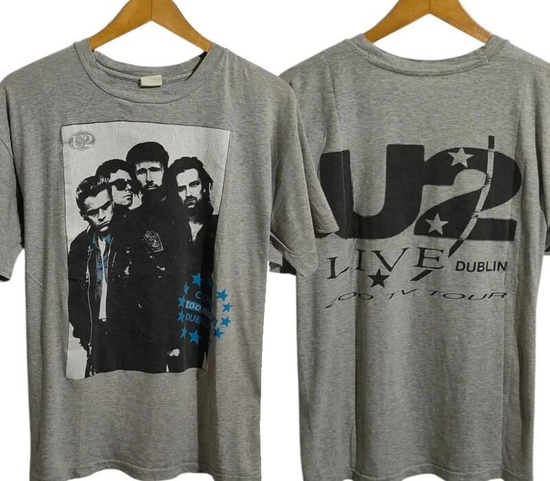 90s U2 Live Dublin Zoo TV Tour 2 side Sport Gray T-Shirt classic tee