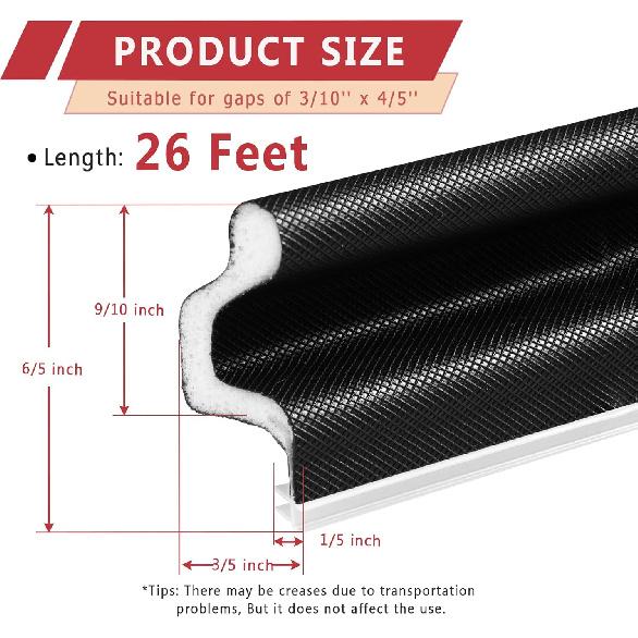 26 Feet Long Reach Weather Stripping Door Seal, V-Shaped Replacement Door Seal Strip Foam Kerf Weather Stripping for Doors Frame Card Slot Door