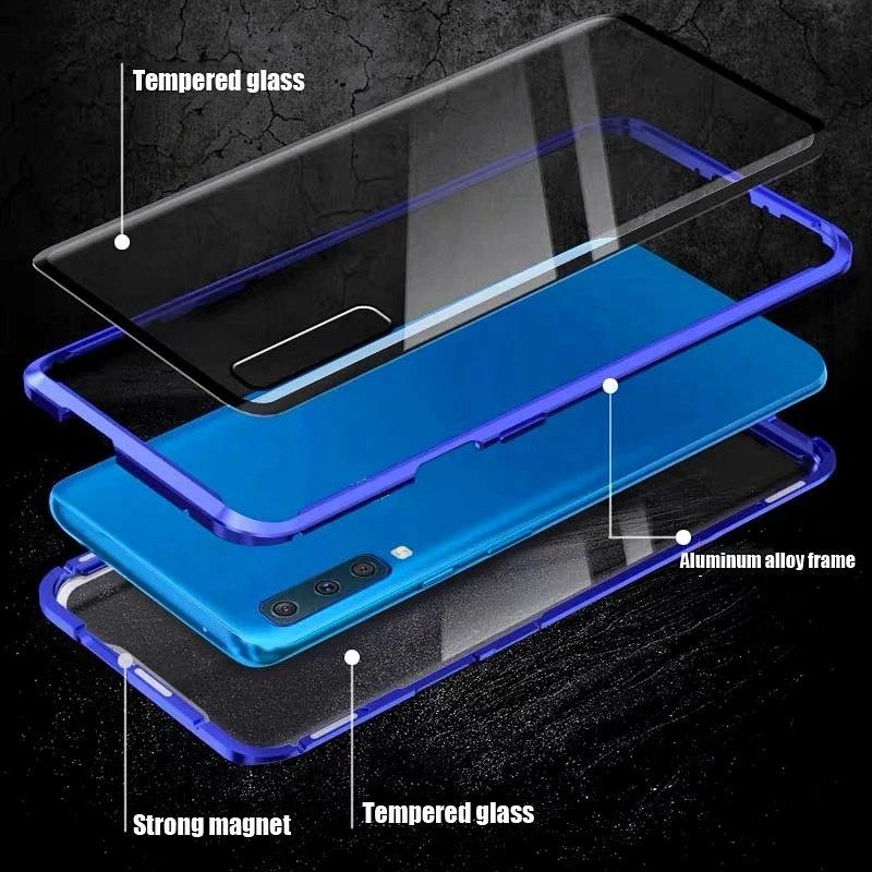 360° Magnetische Metallschutz-Handyhülle für Samsung A16 A26 A36 A56 A55 A54 A53 A52 A37 Hochauflösende beidseitige Glasabdeckung