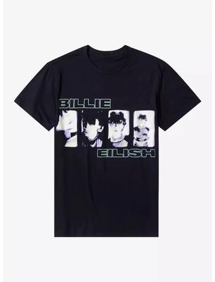 Billie Eilish Photo Panels Printed Casual Fashion Summer Tshirt for Men and Women Loose Oversized Retro Pure Cotton Tshirt