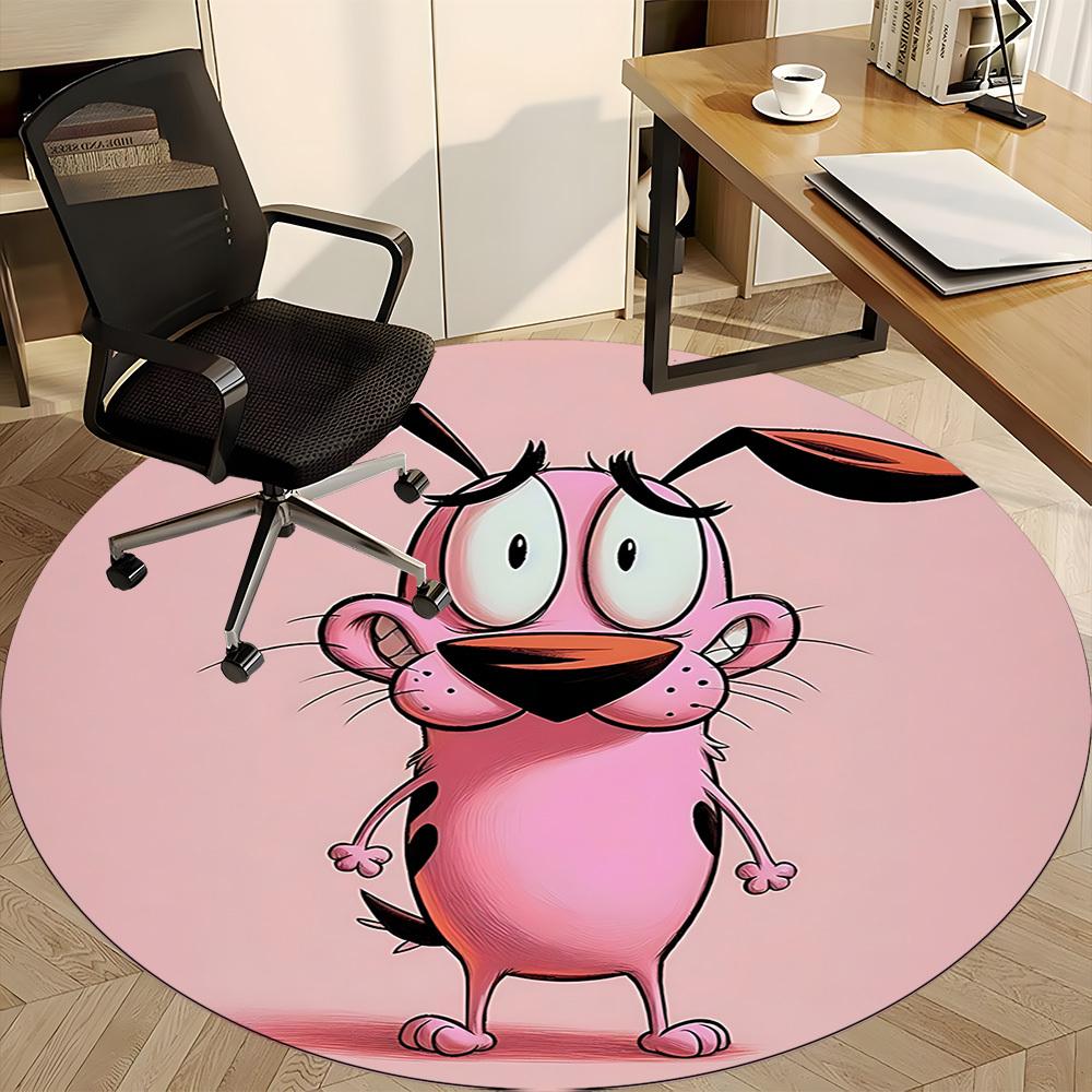 1pc Courage the Cowardly Dog Office Round Area Rug,Bedroom Living Room Home Decor, Room Deco a1016089