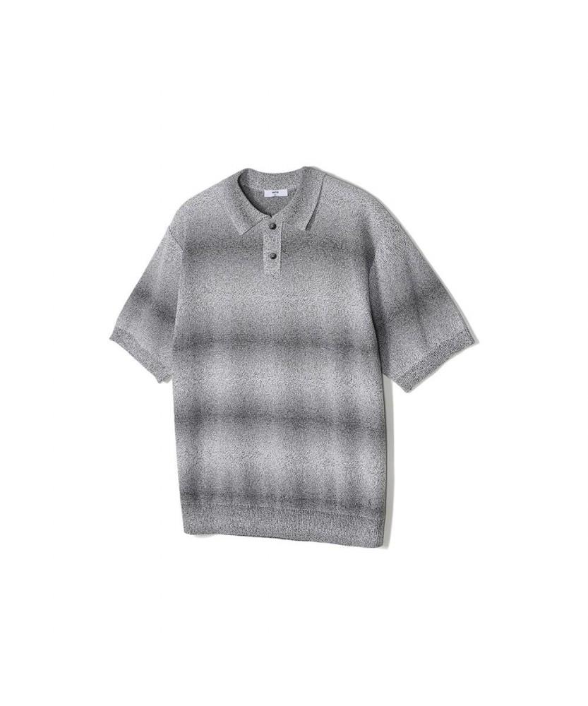 NOTIG Cotton Blend Space Dyed Collared Knit Black_Oks3Swts101K1