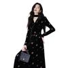 French Retro Black Velvet Dress: Exquisite Long Skirt, Autumn-Winter Socialite Style