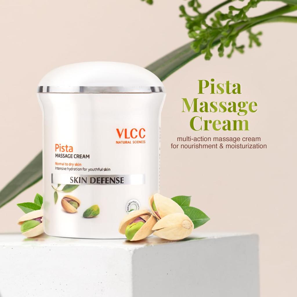 VLCC Pista Massage Cream 50g Pack of 1 For Intensive Hydration Radiance And Skin Protection With 10 Natural Extracts