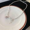 Zircon love bow, broken silver pearl necklace set, high-end light luxury collarbone chain, Korean sweet necklace.