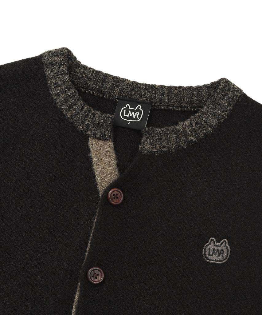 LMR Contrast Point Round Cardigan Black