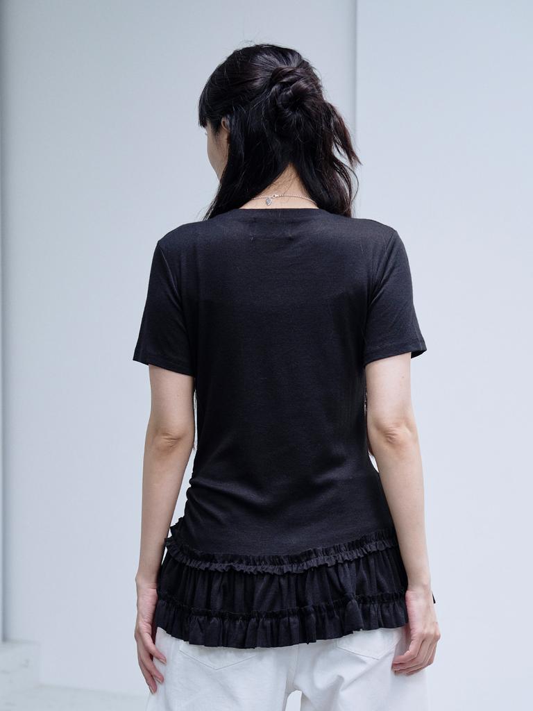 THE GREEN LAB Tiered Short Sleeve T-Shirt [Black]