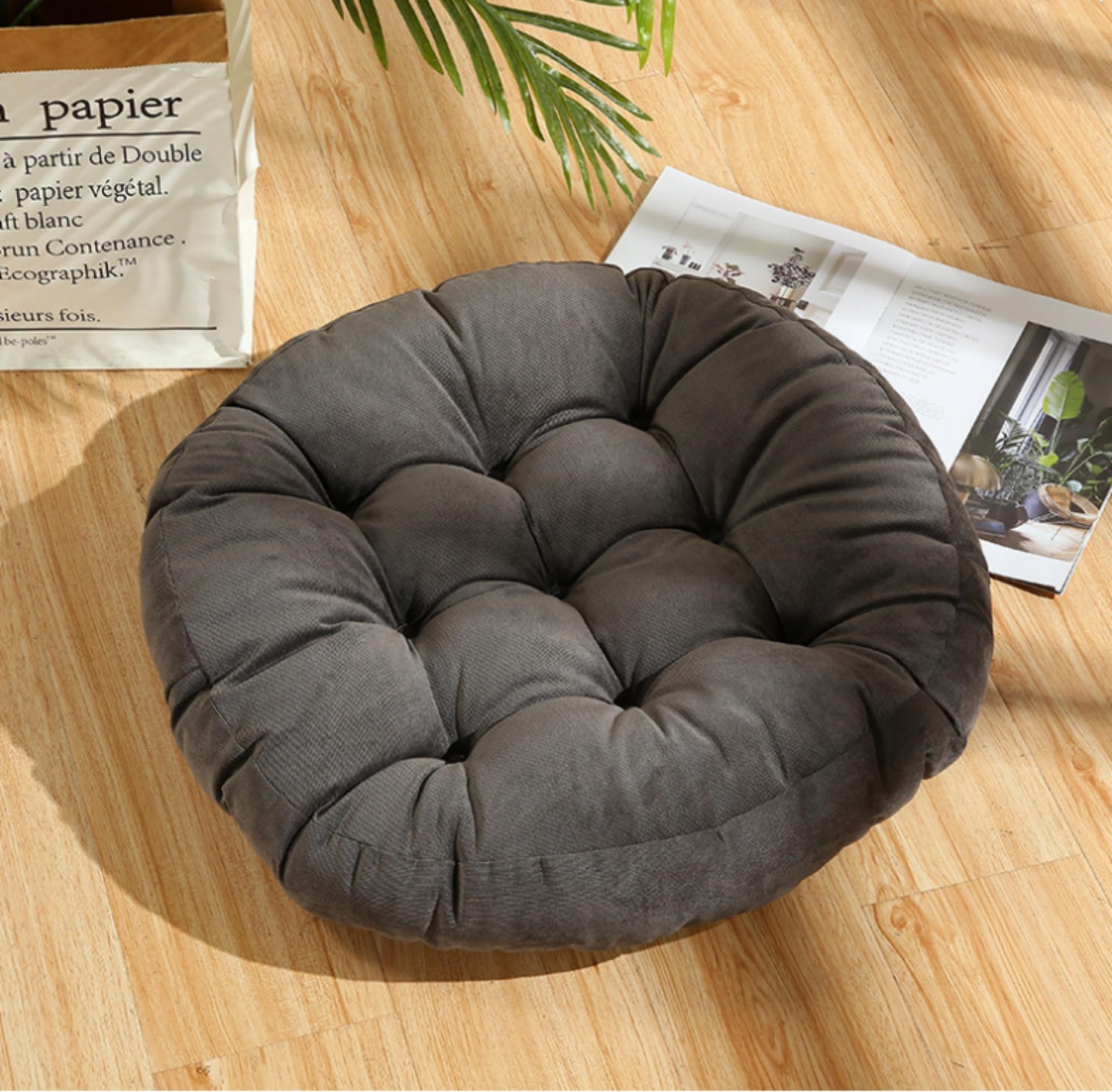 

KFLUER Подушка Забутон Большая 55 x 55 x 10см Вельветовая Ткань Однотонная Напольная Подушка Подушка для Стула Стильная Простая Милая Пушистая Медитация Гостевой Дом