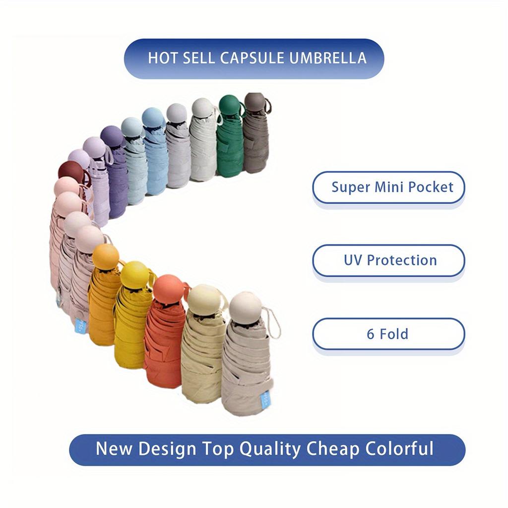 Mini Cute Capsule Umbrella - Ultra-Lightweight, Sun-Protective, UV-Resistant, Foldable, Portable, Rain or Shade, Casual Style, Fashion Accessory